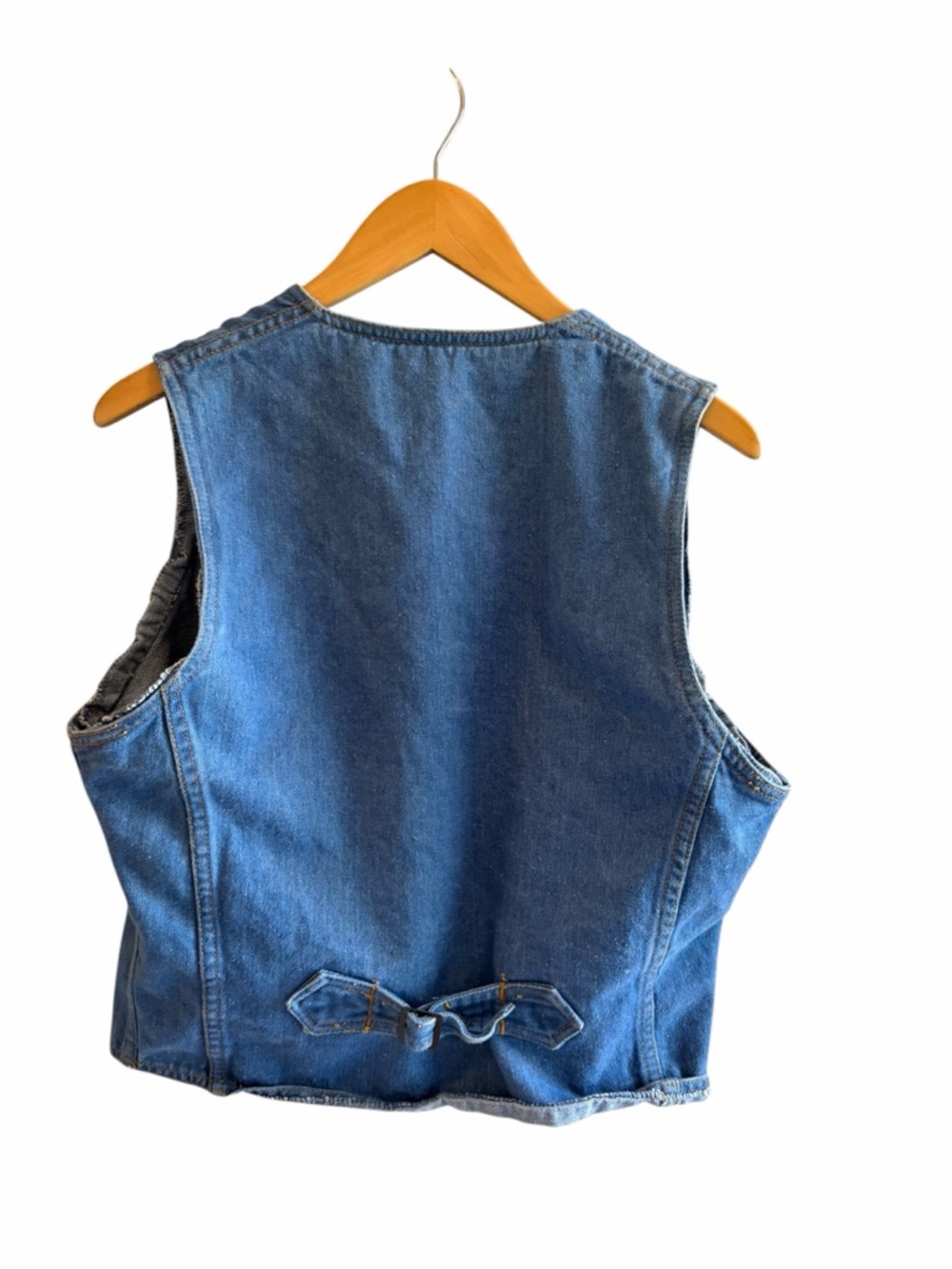 Vintage Brittania 100% Cotton Denim Jean Vest Western Patch Rodeo Cowgirl - Picture 2 of 6